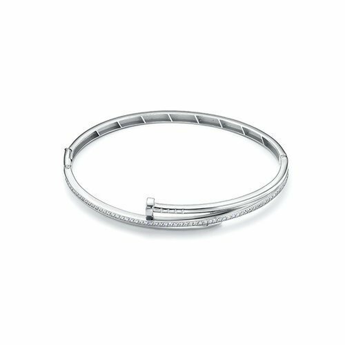 Жесткий браслет Diamant online, серебро, 925 проба, фианит, длина 19.5 см., прозрачный