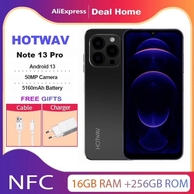 Смартфон Hotwav Note 13 Pro, 8/256ГБ, global, 8GB 256GB, Hotwav, Note 13 Pro, Смартфон, Черный, 8ГБ, 256ГБ, global, новый — фото 1