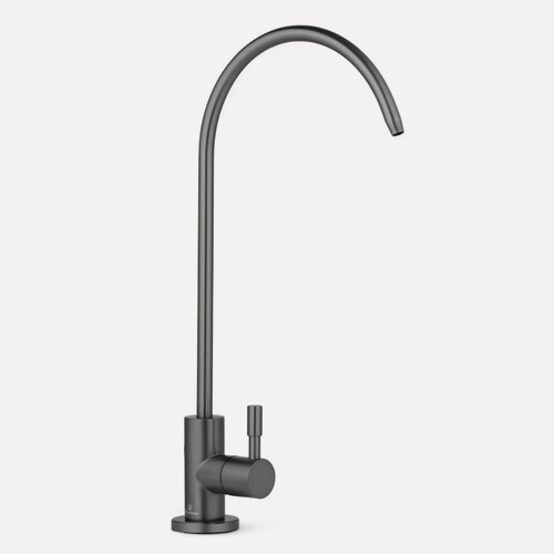 Изображение товара Кран для фильтра питьевой воды С-образный корпус, из нержавеющей стали, цвет графитовый