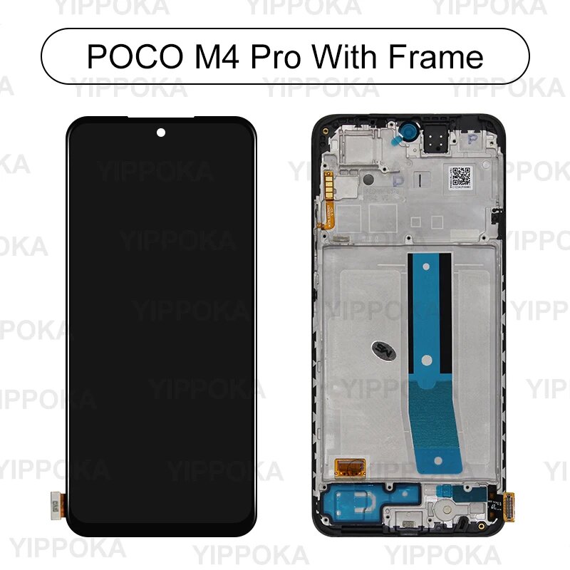 AMOLED для Xiaomi Poco M4 Pro ЖК-дисплей Xiaomi Poco M4 Pro 5G Дисплей Сенсорный экран 21091116 Дигитайзер AG в сборе 2201117 PG, 4G With Frame-OLED