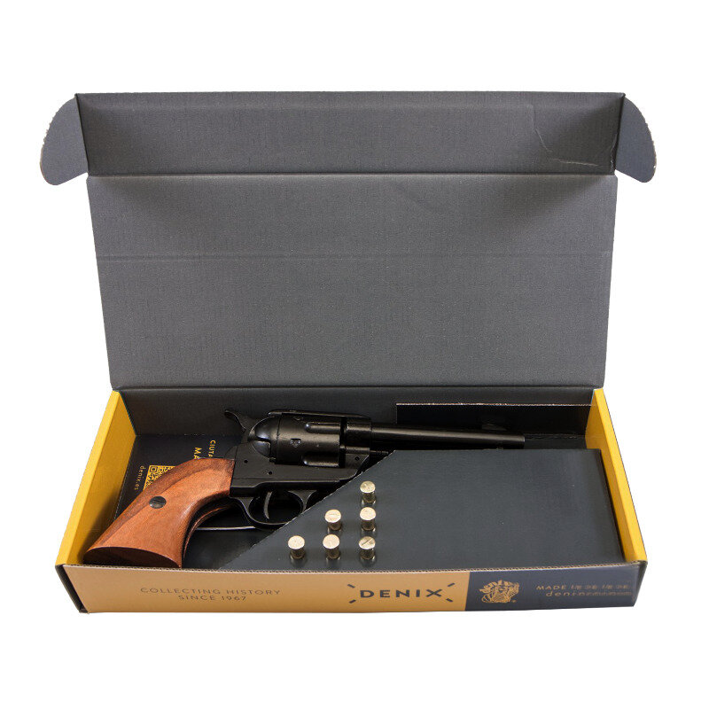 Сувенирное изделие револьвера Кольт 45 калибр США 1879 год 6 патронов в подарочной коробке металл дерево