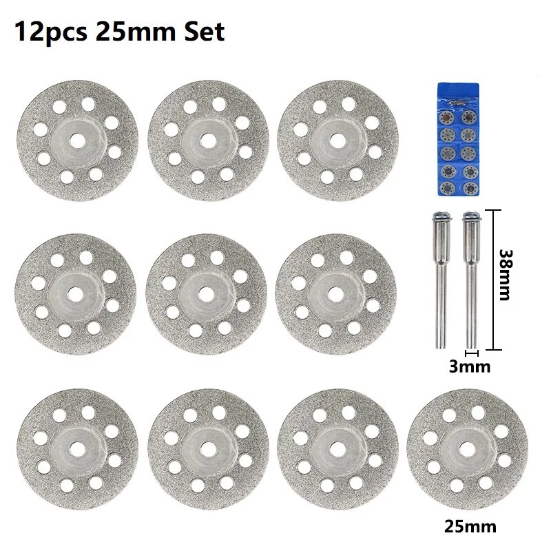Алмазные диски XCAN для Dremel 20/22/25/30 мм 12pcs 25mm Set