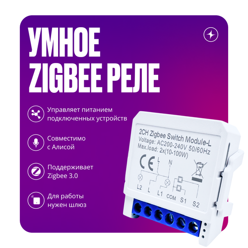 Новое Умное реле микромодуль ZIGBEE 30 на 2 канала для Яндекс Алисы Tuya Mini без нуля с конденсатором 2199₽