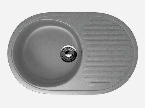 Изображение товара Мойка кухонная Ulgran U-107 -342 46x73, мойка для кухни, с крылом, серая, овальная, матовая