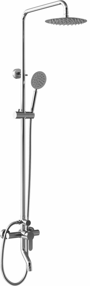 Душевая стойка RGW Shower Panels SP-24 с тропическим душем со смесителем с изливом латунная хром рычаг сбоку с лейкой с девиатором матовая