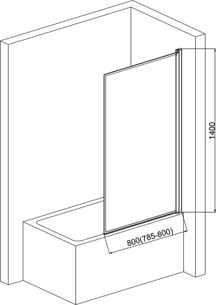 Душевая шторка на ванну AQUAme 80х140 см профиль черный, стекло прозрачное - фото №6
