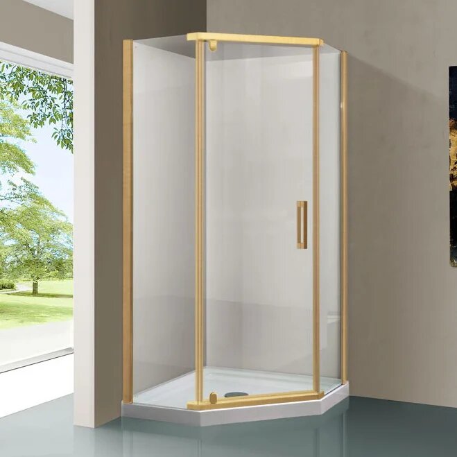 Душевой уголок Vincea Stresa VSP-1S100CLG без поддона стеклянный 100x100 с распашными дверями пятиугольный итальянский