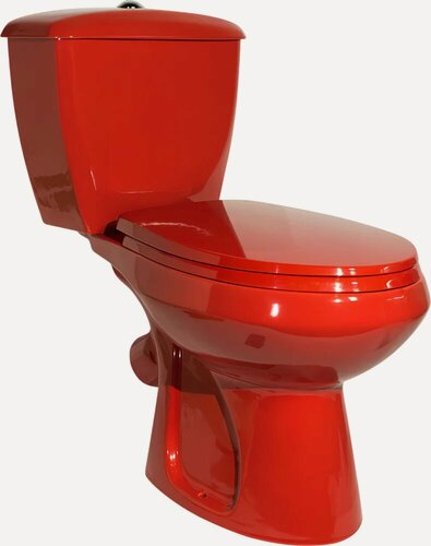 Изображение товара Унитаз-компакт напольный Оскольская керамика Элисса Антивсплеск 43360110202 антивсплеск, фарфоровый, красный, глянцевый, овальный, с нижним подводом, сиденье для унитаза в комплекте