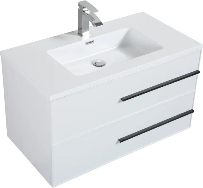 Тумба с раковиной Parly Bella 60 подвесная  60  2 см  с ящиками  белая  прямоугольная  в современном стиле из МДФ
