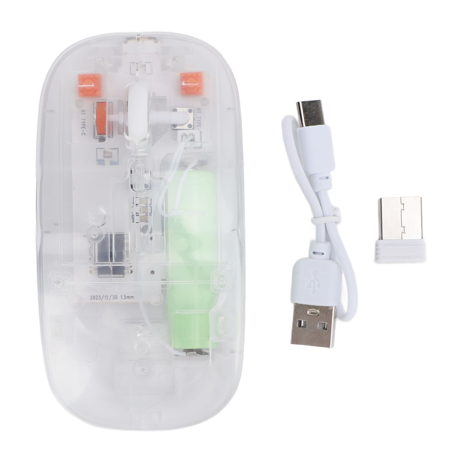 Прозрачная беспроводная мышь Bluetooth с USB -приемником 2.4G 3 Регулируемая DPI Computer Mouse для ПК Прозрачного белого