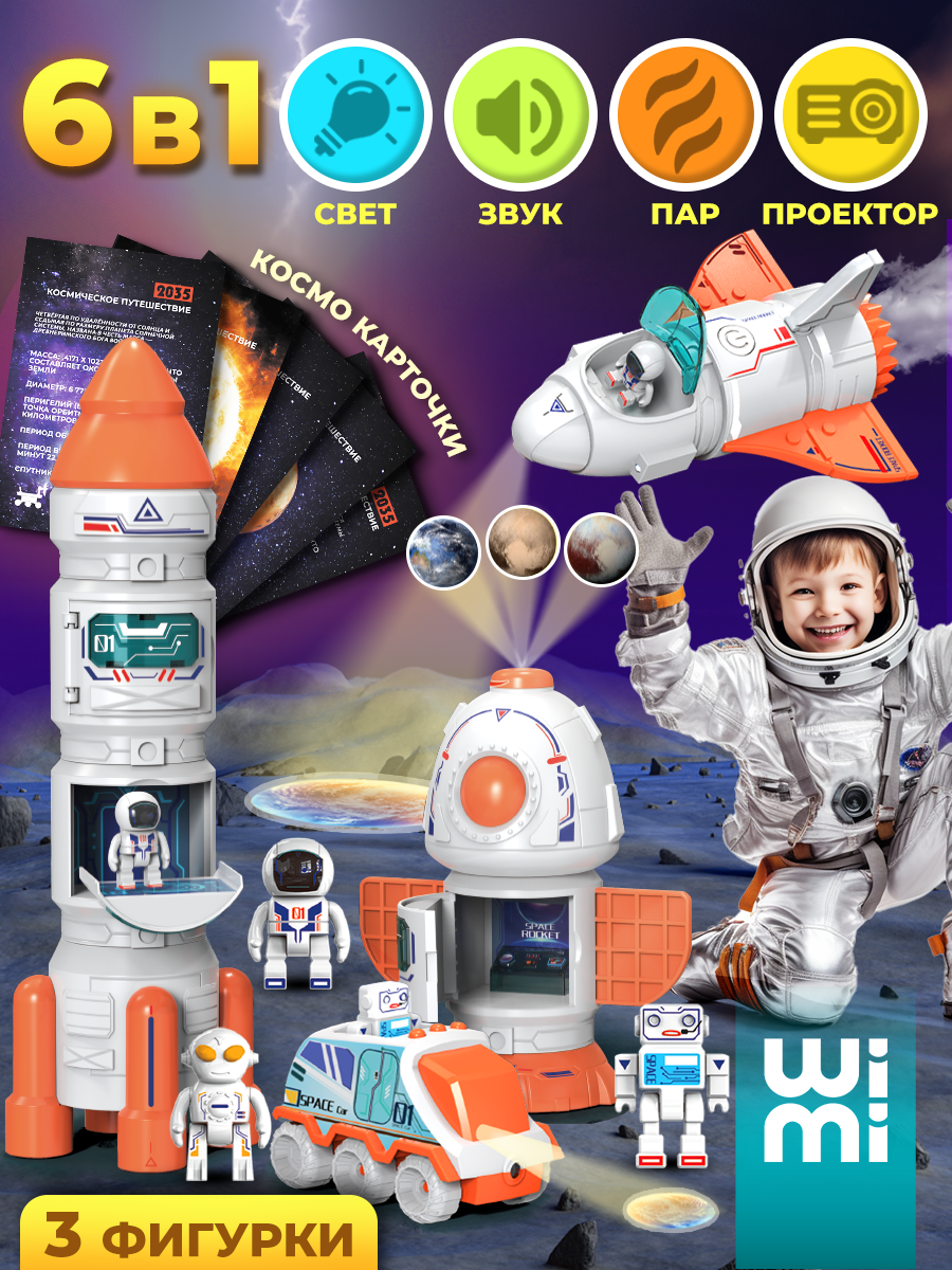 Ракета игрушка для мальчика WiMi космический корабль с луноходом самолет