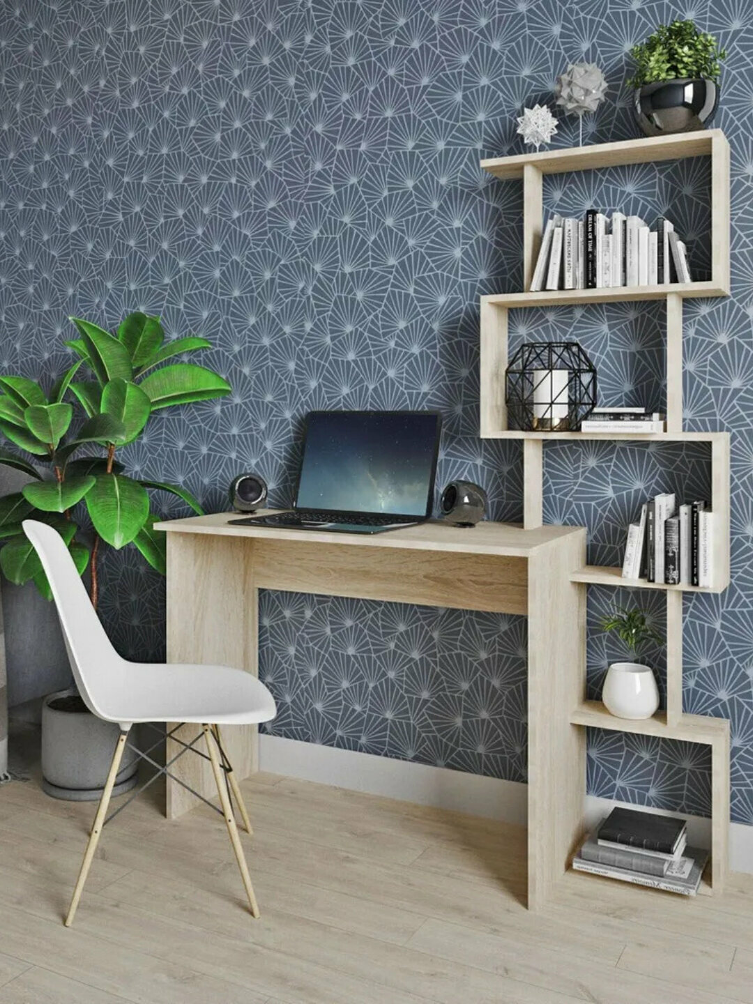 Письменный стол Martin, белый глянец, универсальный , 120х45х162 см — фото 1