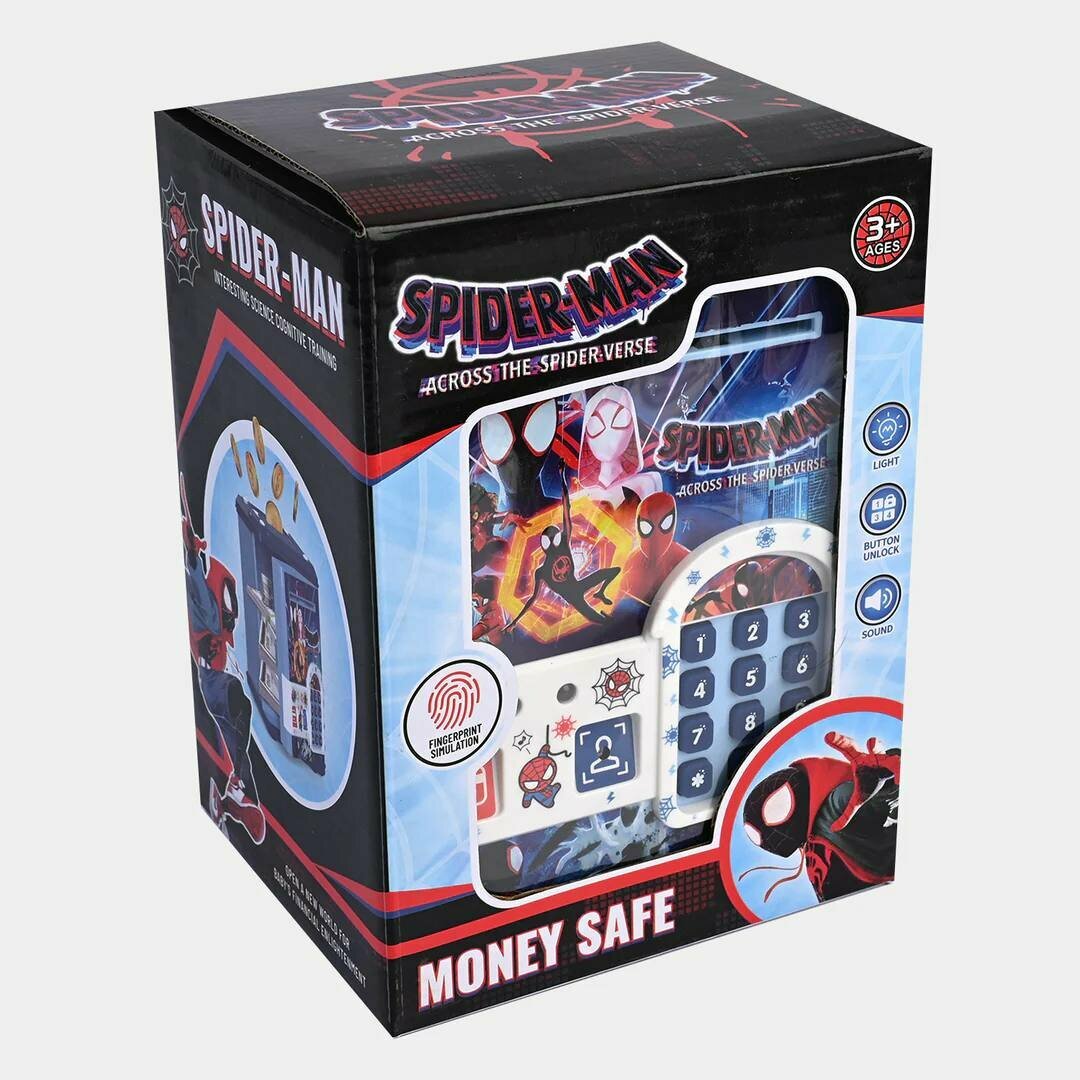 Сейф для мальчиков, с героями мультфильмов "Человек-Паук", синий, кодовый замок — фото 1