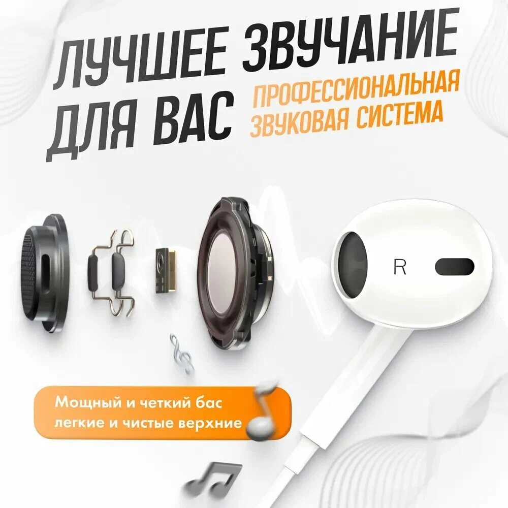 Наушники-вкладыши BOROFONE BM30 с микрофоном для iPhone, белые — фото 1