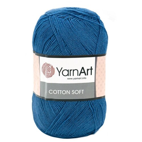 фото Пряжа для вязания yarnart 'cotton soft' 100гр 600м (55% хлопок, 45% акрил) (17 синий), 5 мотков