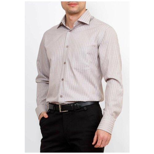 фото Рубашка мужская длинный рукав greg 551/319/105/z, полуприталенный силуэт / regular fit, цвет серый, рост 174-184, размер ворота 38
