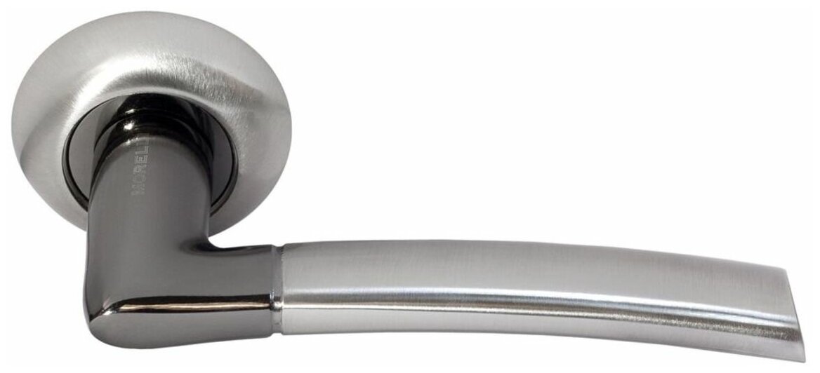 Ручка дверная межкомнатная на круглом основании MORELLI MH-06 SN/BN Белый никель/Черный никель