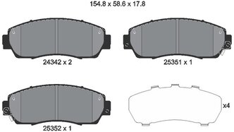 Дисковые тормозные колодки передние Textar 2434201 для Acura, Changan, Great Wall, Haval, Honda (4 шт.)