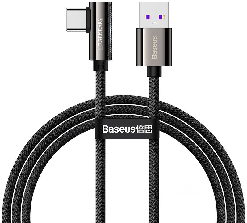 Кабель игровой для быстрой зарядки BASEUS Legend Series Elbow, USB to Type-C, 66W, 1 м, Черный, CATCS-B01