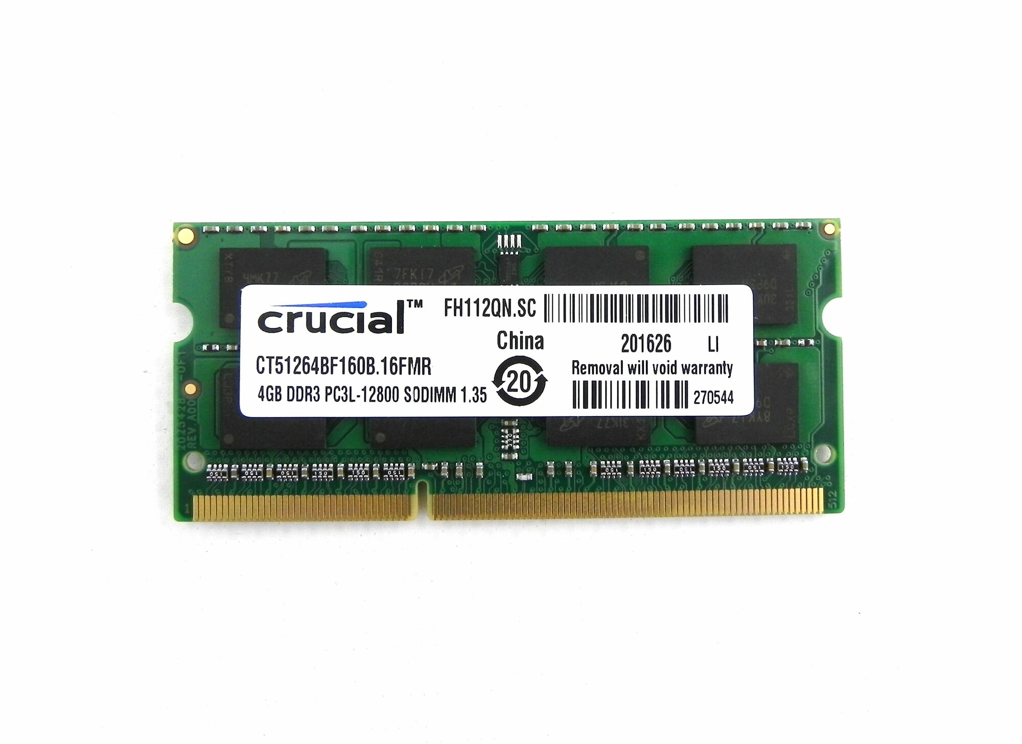 Оперативная память Crucial 4 ГБ DDR3L 1600 МГц SODIMM CL11 CT51264BF160B