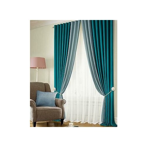 фото Комплект штор томдом клом (морская волна/серо-голубой)