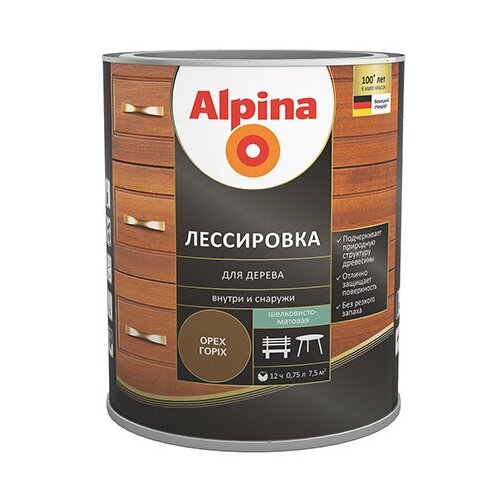 ALPINA Лессировка для дерева, черный (2,5л)