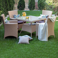 Обеденный комплект Анкор для сада, террасы и кафе, Мебель от производителя MALACCA искусственный ротанг, плетеная мебель