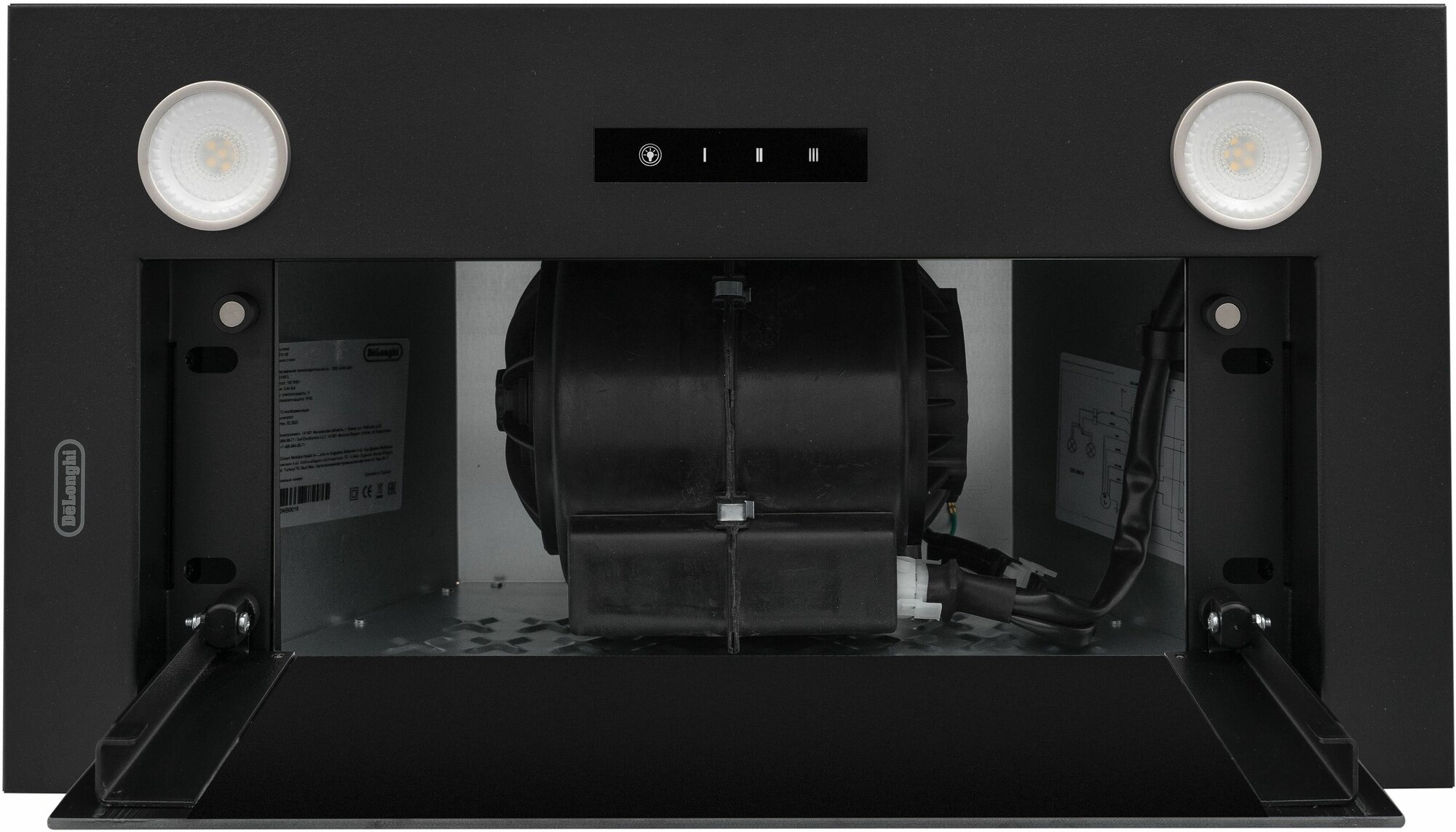 Кухонная вытяжка DeLonghi COSETTA 510 NB, полностью встраиваемая, 52 см, черная, 3 скорости, 1200 м3/ч, сенсорное управление - фотография № 8