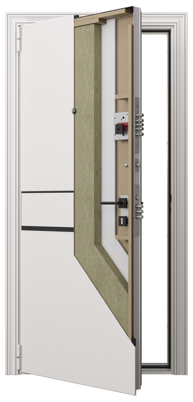 Дверь входная для квартиры Torex Super Omega PRO 950х2070, левый, тепло-шумоизоляция, антикорозийная защита, замки 4-ого класса, темно-серый/серый - фотография № 5