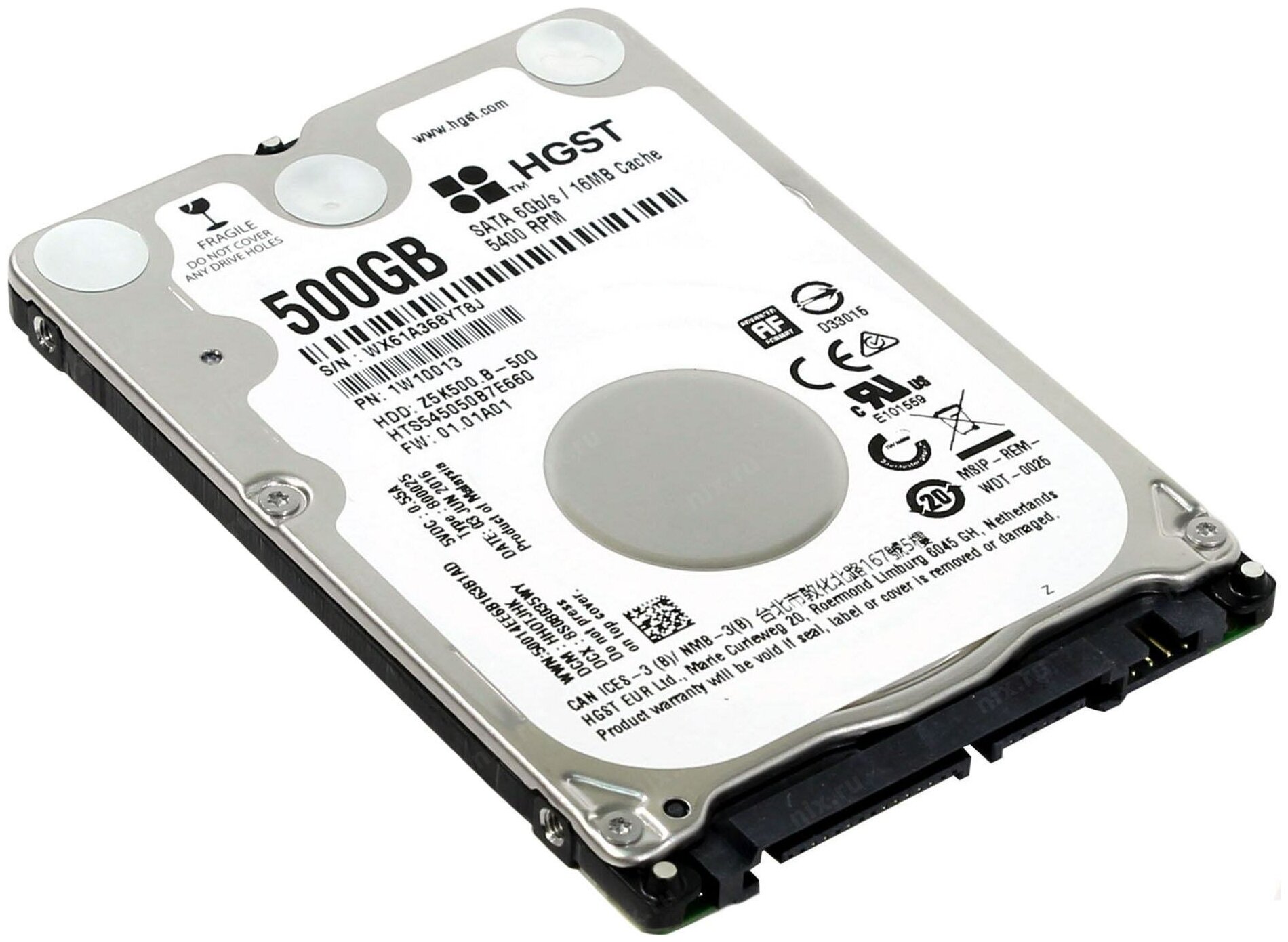 Жесткий диск 2.5 0500GB HITACHI TRAVELSTAR HTS545050A7E680 (внутренний HDD. 2.5. 0500 Гб. SATA-III. 5400