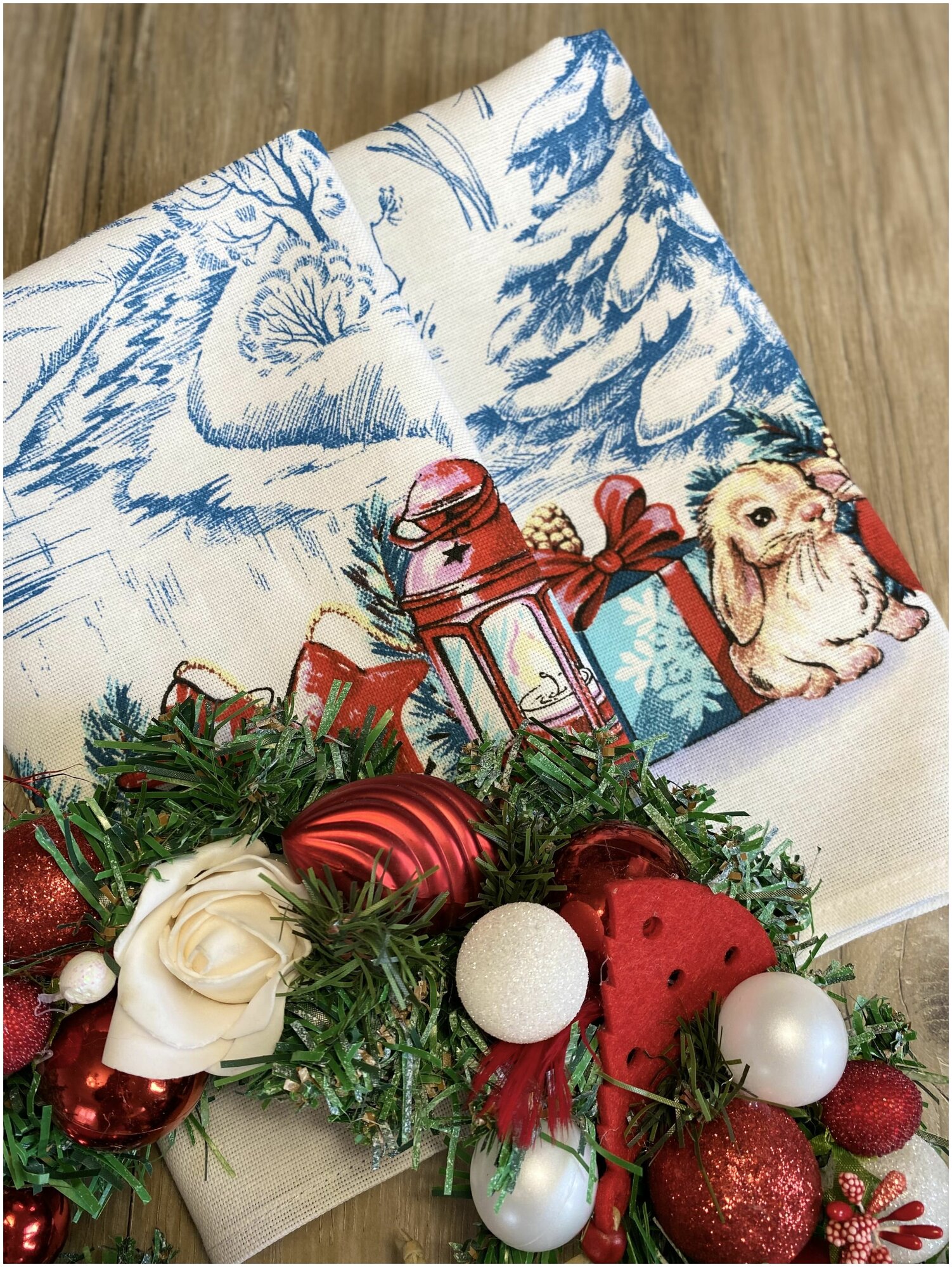Набор полотенец кухонных рогожка"Новогодние подарки" - фотография № 5