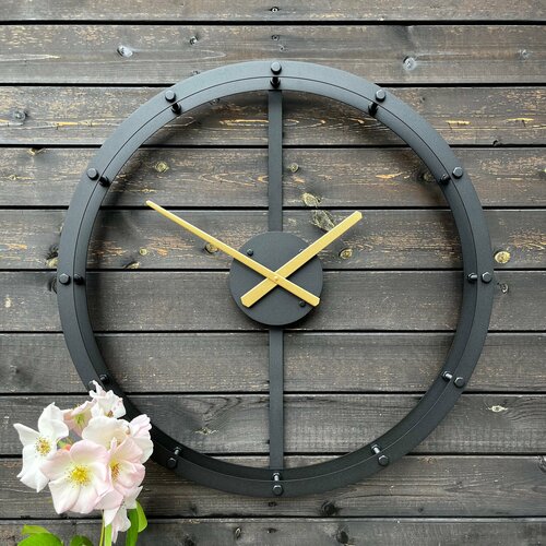 Интерьерные часы 60см “Raam-2 S”, чёрные часы настенные, koduKuus