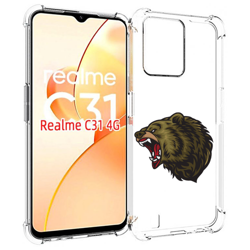 Чехол MyPads Голова-медведь для OPPO Realme C31 задняя-панель-накладка-бампер