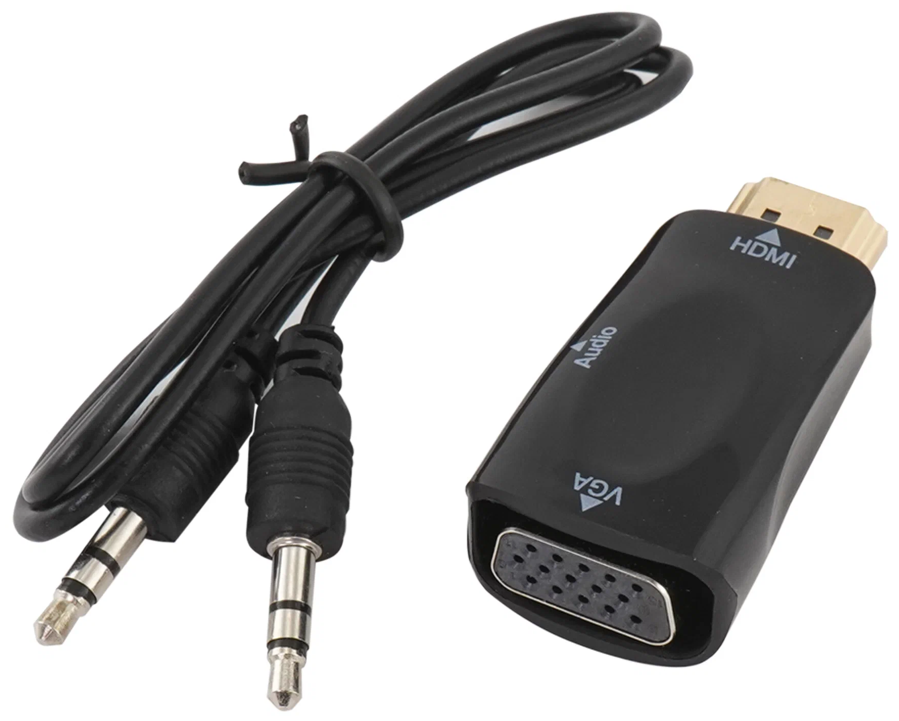 Переходник конвертер HDMI на VGA адаптер с кабелем AUX 3.5 мм audio-jack для мониторов компьютеров ноутбуков PC телевизоров