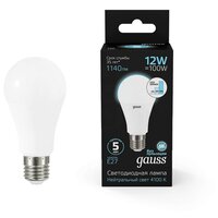 Лампа Gauss A60 12W 1140lm 4100K Е27 диммирование LED 1/10/50 102502212-S