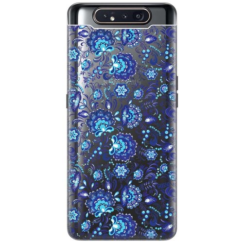 фото Ультратонкий силиконовый чехол-накладка transparent для samsung galaxy a80 с 3d принтом "gzhel" gosso