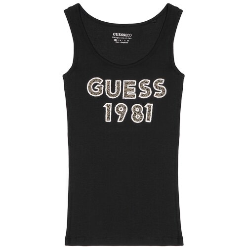 Майка GUESS, размер XS, черный women knitted double strap summer women knitted tank crop top strappy tank solid top