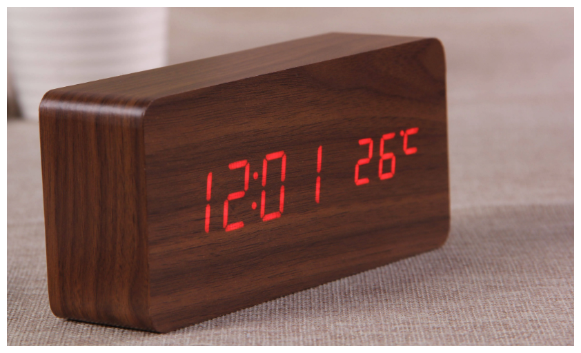 Часы-будильник VST 862/1, светло-коричневый/красный - фотография № 2