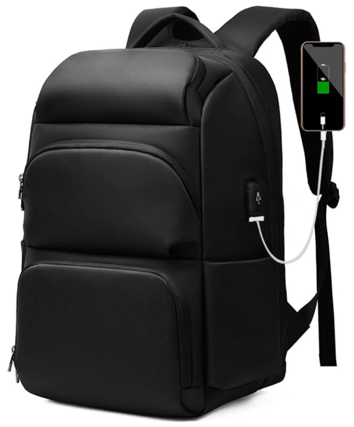 Рюкзак MyPads M2716 из качественной износостойкой влагозащитной ткани «Оксфорд» для ноутбуков 17/17.3 дюйма c USB-разъемом для зарядки и наушнико.