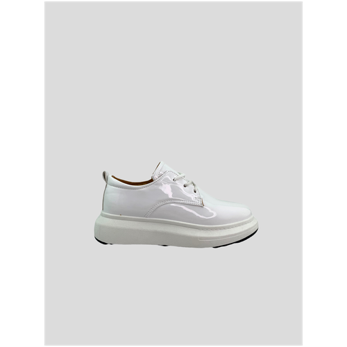 фото Полуботинки женские из искусственной экокожи на толстой белой подошве (1820) цвет: белый. размер: 41 fv