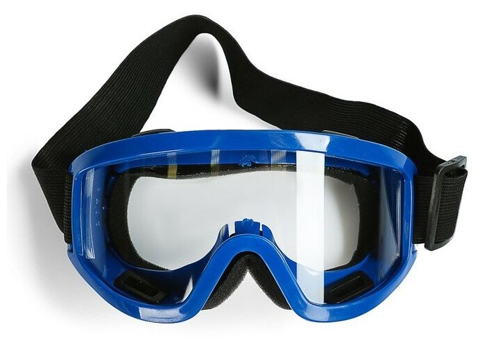 Очки-маска для езды на мототехнике, стекло прозрачное, цвет синий 3734825