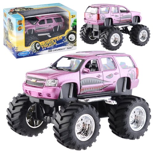 Машинка Welly 47002S Велли Модель машины 1:34-39 Chevrolet Tahoe Big Wheel Monster внедорожник welly hammer h3 big wheel 47001 1 34 10 см черный