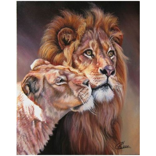 Вышивка крестиком 46х56 - Пара львов Животные