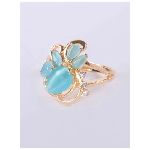 Кольцо помолвочное Lotus Jewelry, кошачий глаз, размер 19, голубой