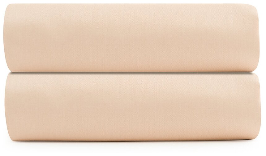 Простыня на резинке из сатина бежево-розового цвета из коллекции Essential, 180х200 см, Tkano, TK20-FS0022