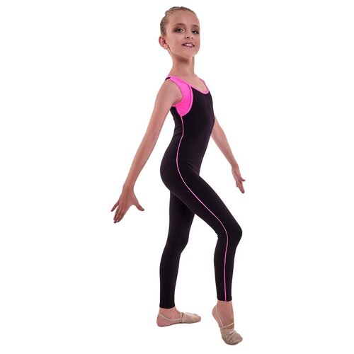фото Танцующие комбинезон гимнастический «мицар», размер 32, цвет чёрный/розовый