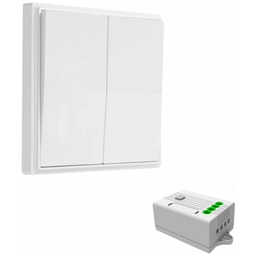 Умный беспроводной выключатель GRITT Elegance 1кл. белый комплект: 1 выкл, 1 реле 1000Вт 433 + WiFi с управлением со смартфона, E181110AWF