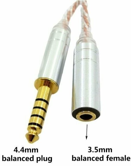 Кабель-переходник для наушников усилителей и аудиотехники 4.4мм (Папа-баланс) на 3.5 (Мама-баланс)