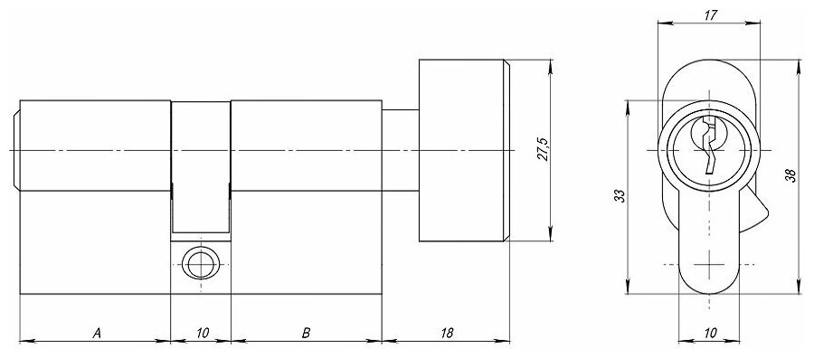 Цилиндровый Ajax (Аякс) механизм (AZ102/60) AZ1002Knob60 (25+10+25) CP хром - фотография № 2