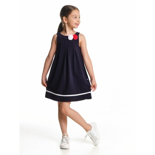 фото Платье mini maxi, хлопок, трикотаж, однотонное, размер 110, синий